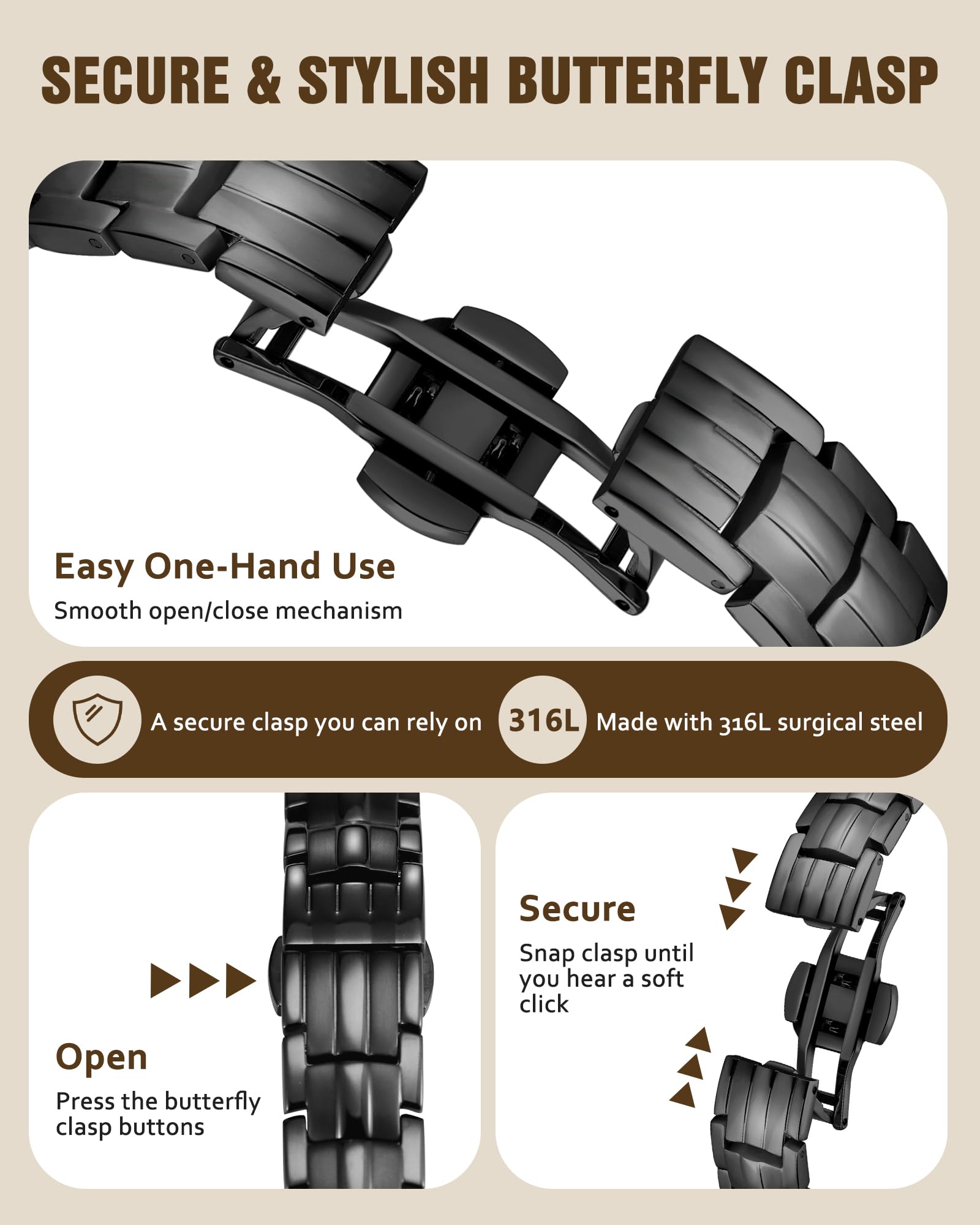 Jecanori hypoallergenic bracelet shown on wrist with smooth finish.