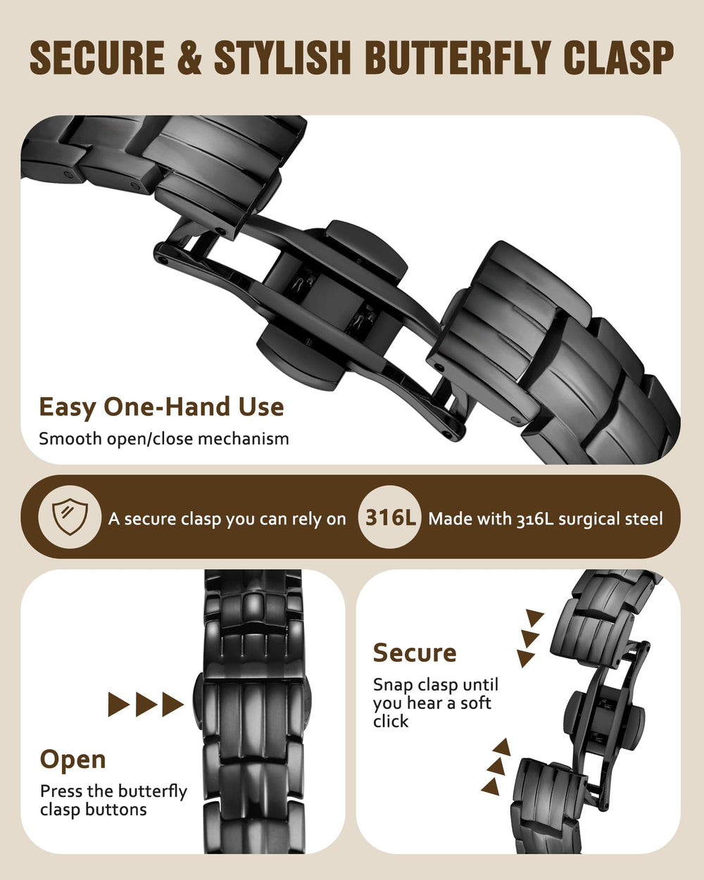 Jecanori hypoallergenic bracelet shown on wrist with smooth finish.
