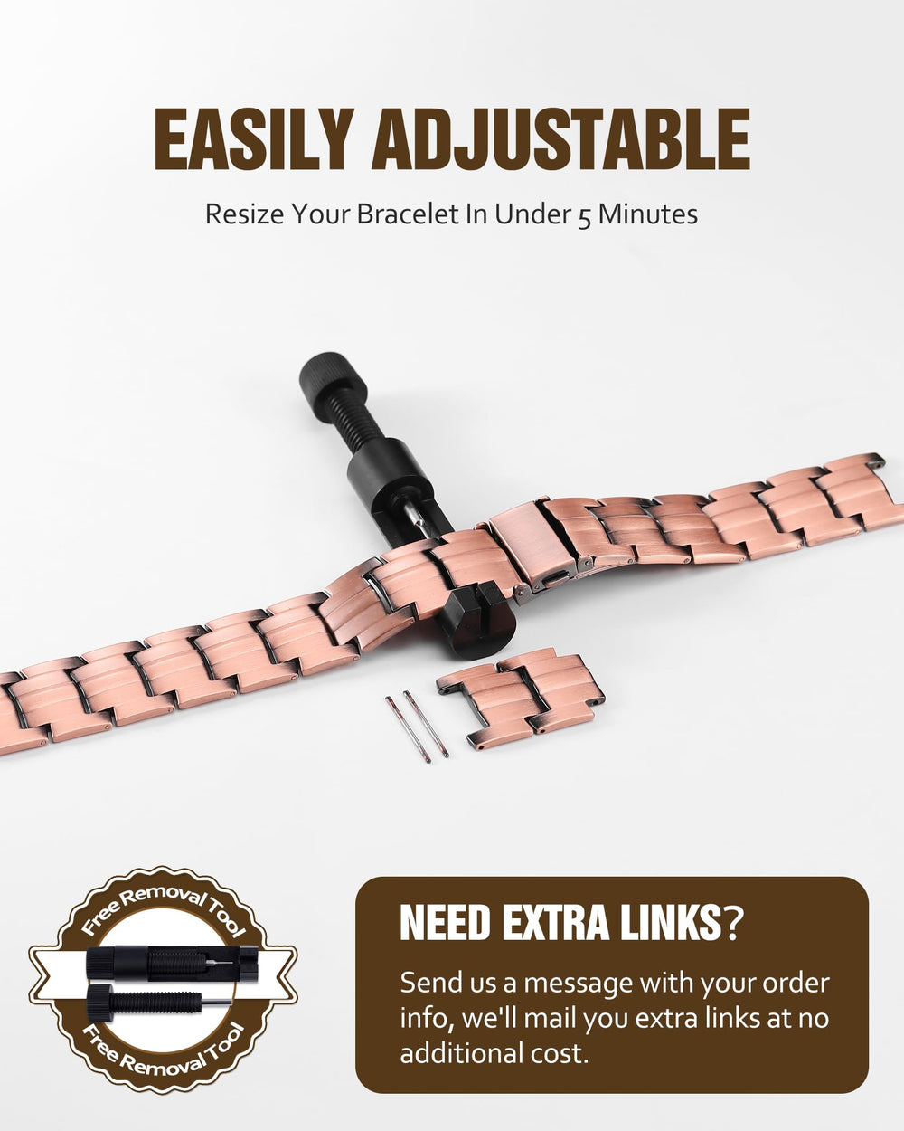 Jecanori magnetic bracelet texture highlighting robust construction and wear resistance.