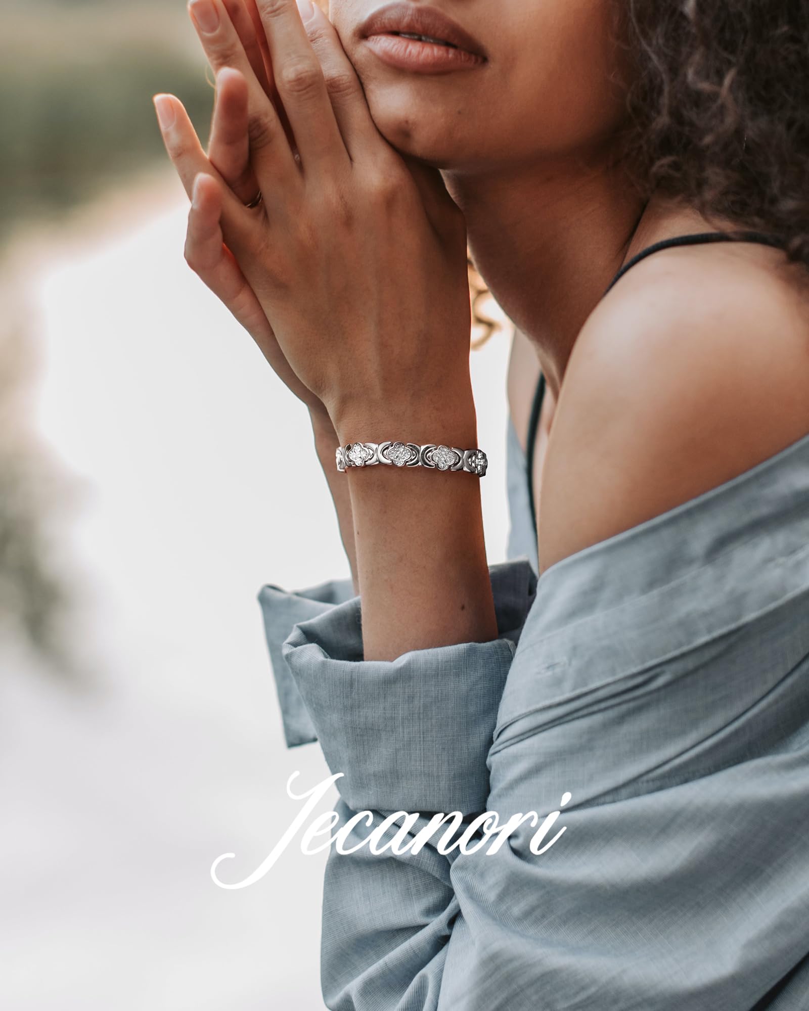 Jecanori magnetic bracelet sleek silver finish for versatile accessorizing