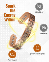 Jecanori copper bracelet close-up shows six magnets for targeted wear.