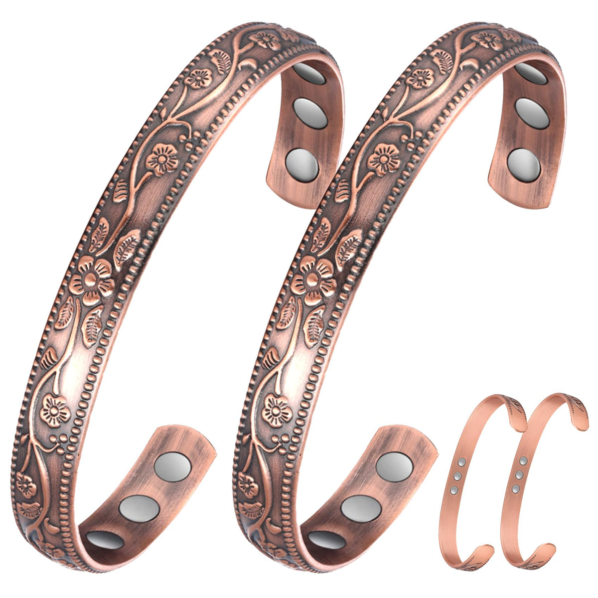 Jecanori magnetic copper bracelet on wrist showing everyday wear and style