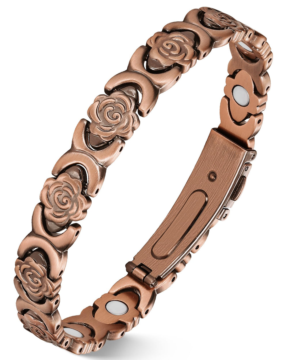 Jecanori magnetic copper bracelet for women with rose bloom design, stylish daily wear