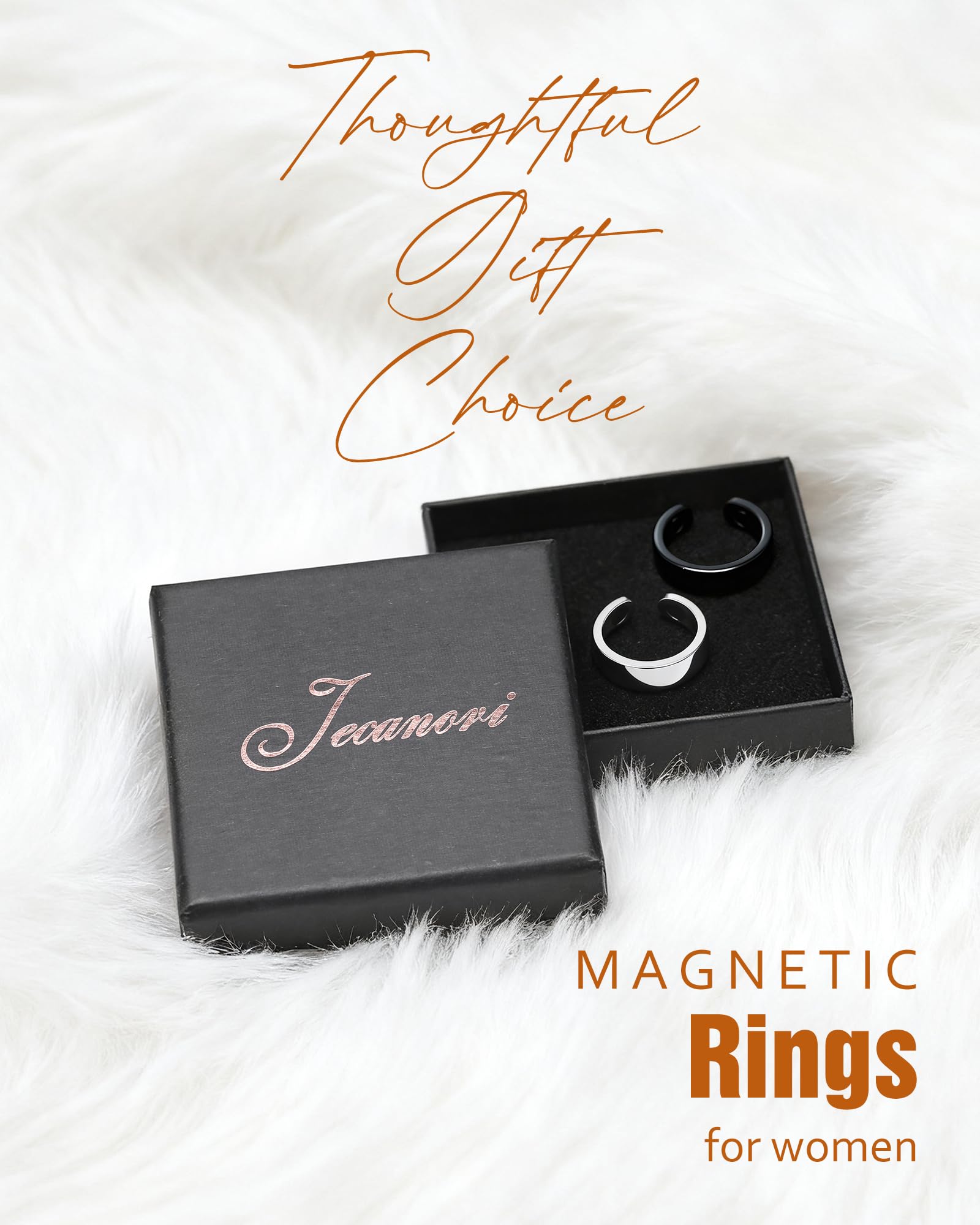 Jecanori magnetic ring worn daily with casual and dress looks.