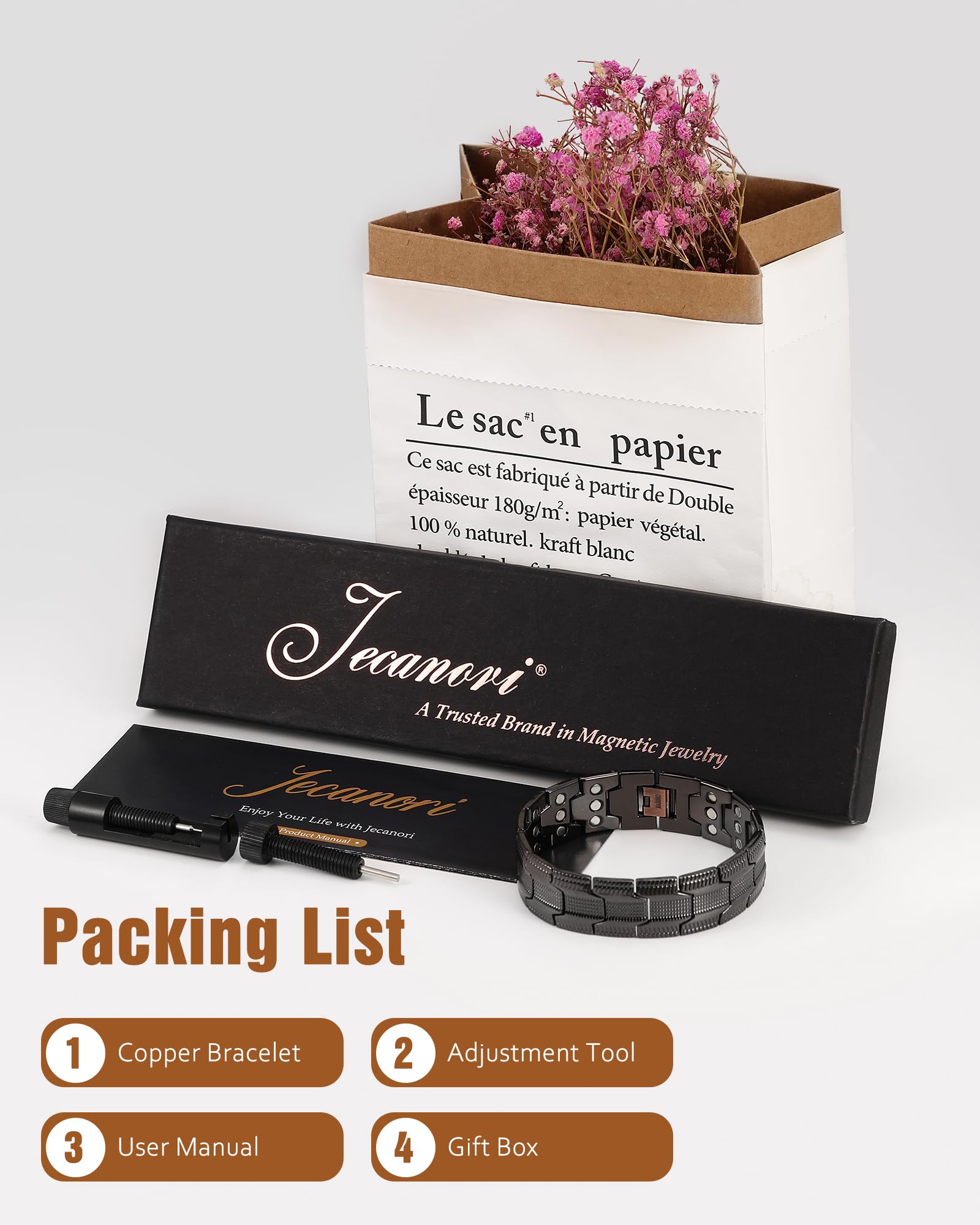 Jecanori men bracelet wearable daily scenario on wrist conveys versatile style and comfort.