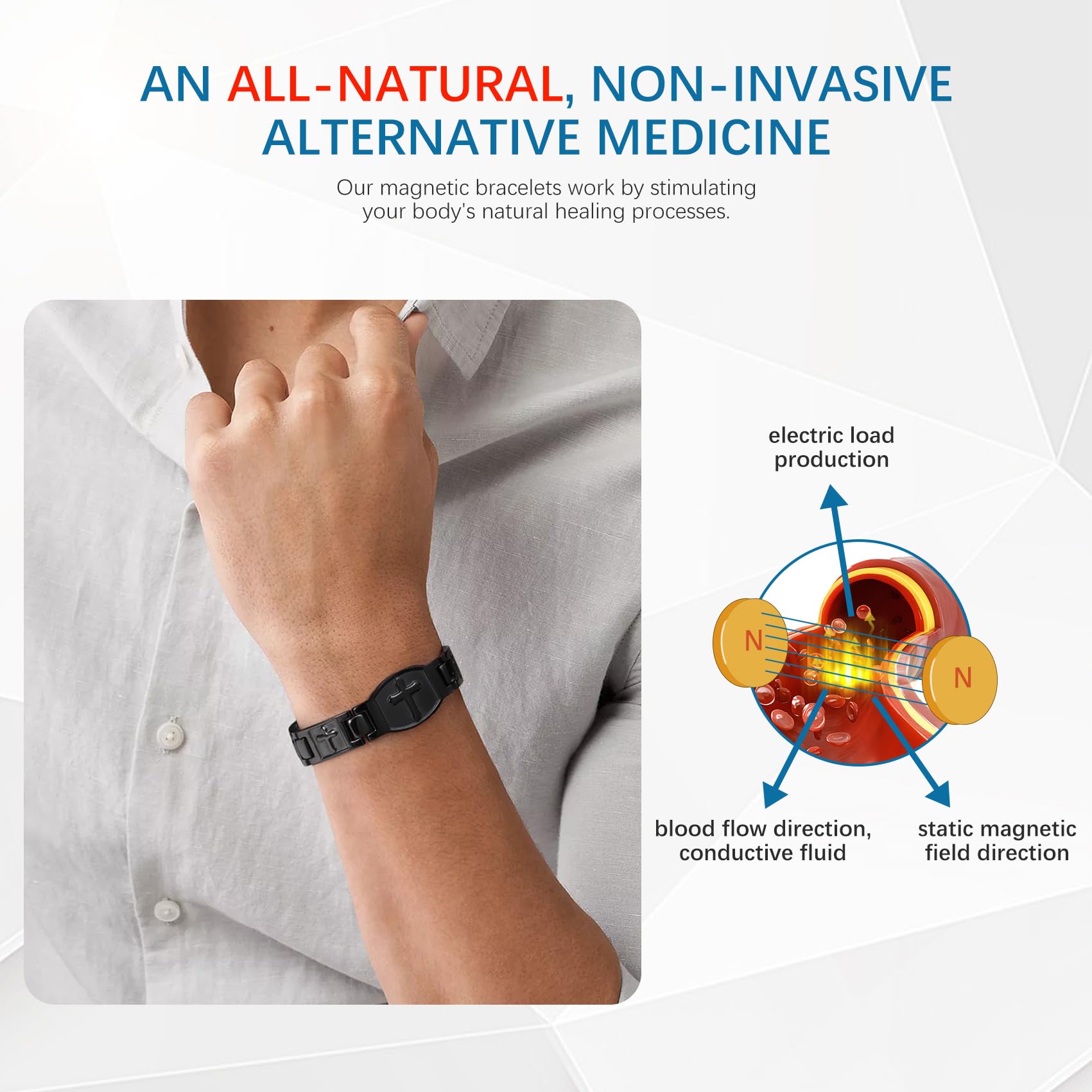 Jecanori mens bracelet adjustable band ensures comfortable, customizable fit.
