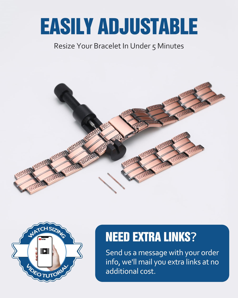 Jecanori men's bracelet easy on-off design for quick dressing