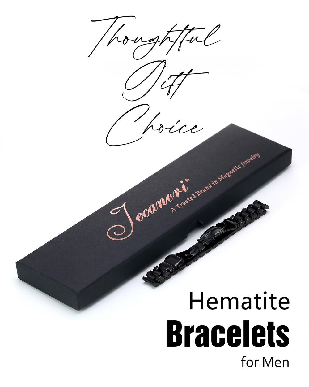 Jecanori men's bracelet unboxing display shows packaging and style.
