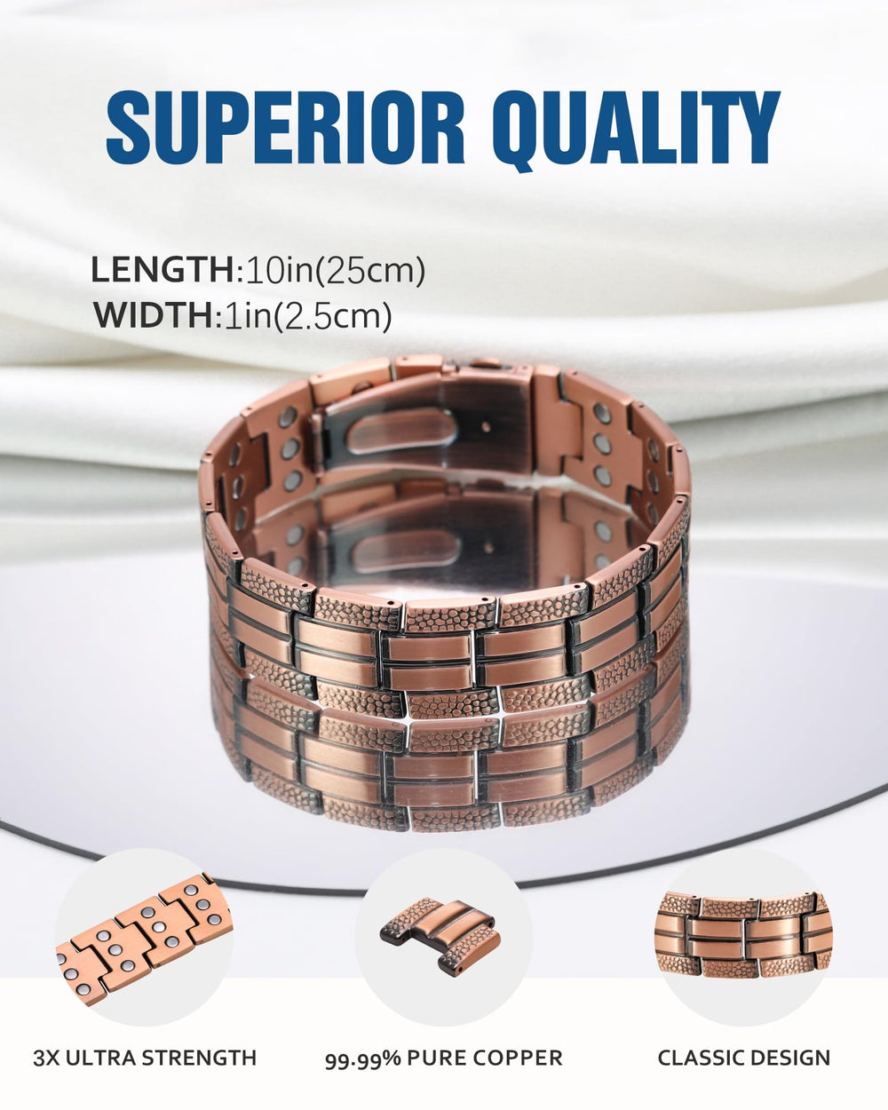 Jecanori premium copper bracelet highlighting durability and lasting wear