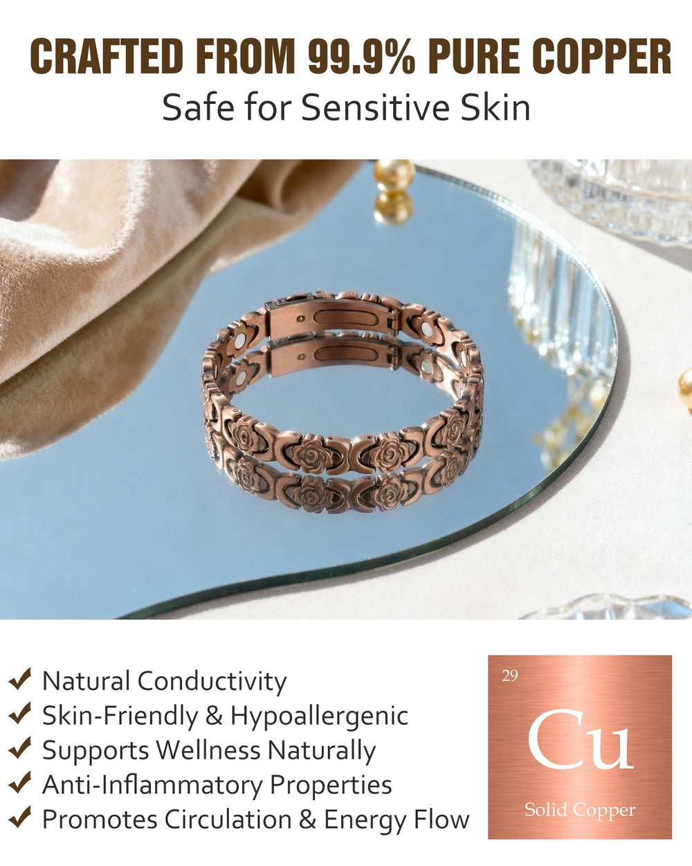 Jecanori premium fold-over clasp detail, secure closure and easy fastening