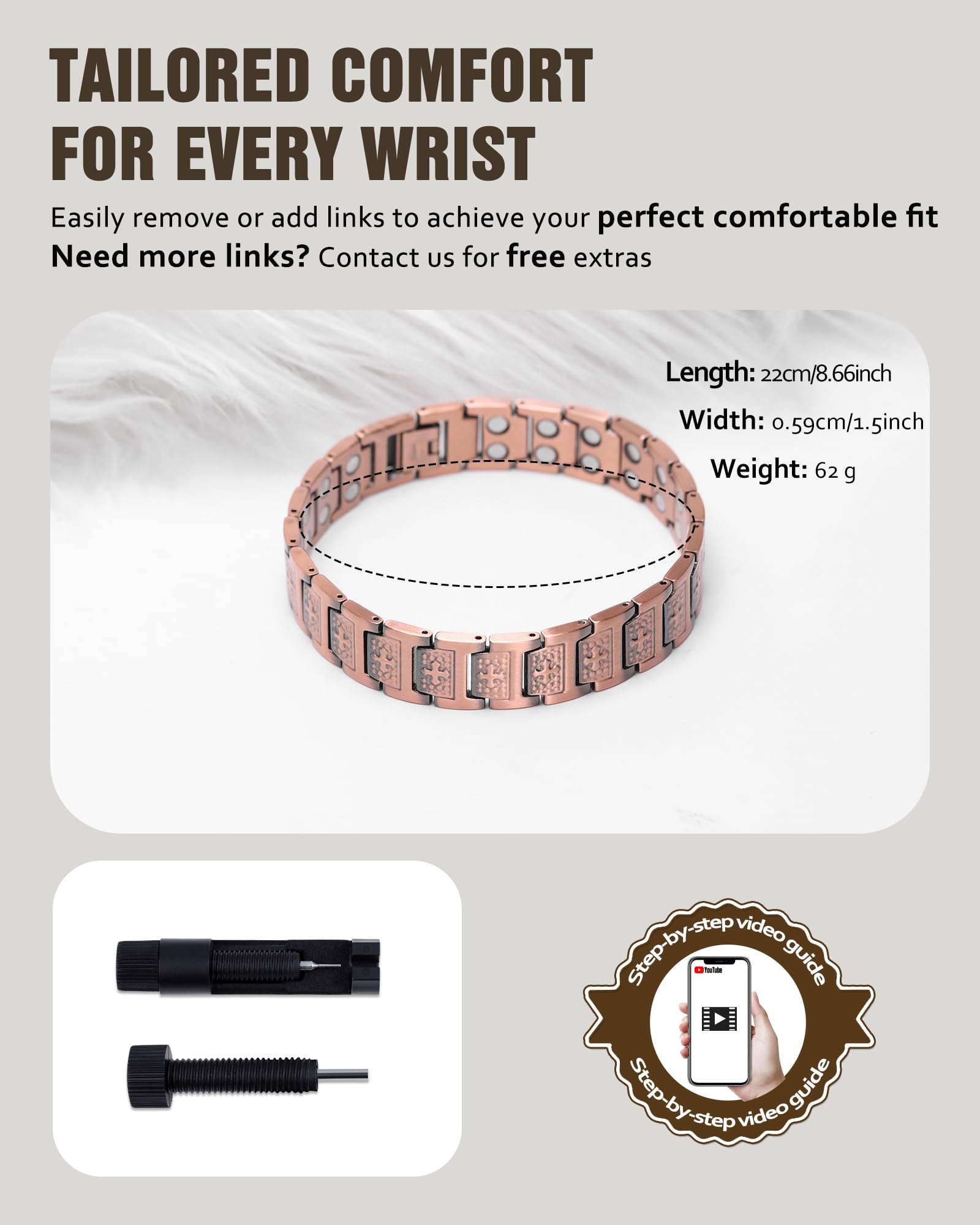 Jecanori Pure Copper Bracelet for Men gift-ready packaging