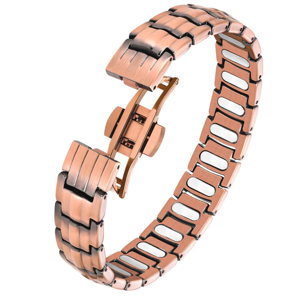 Jecanori Pure Copper Bracelet for Men close-up with classic finish, skin-friendly wear