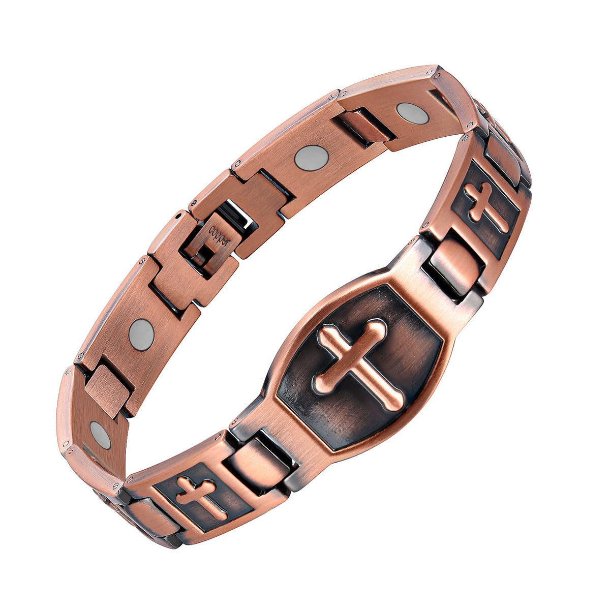 Jecanori Pure Copper Bracelet close-up showing comfortable, adjustable wear.
