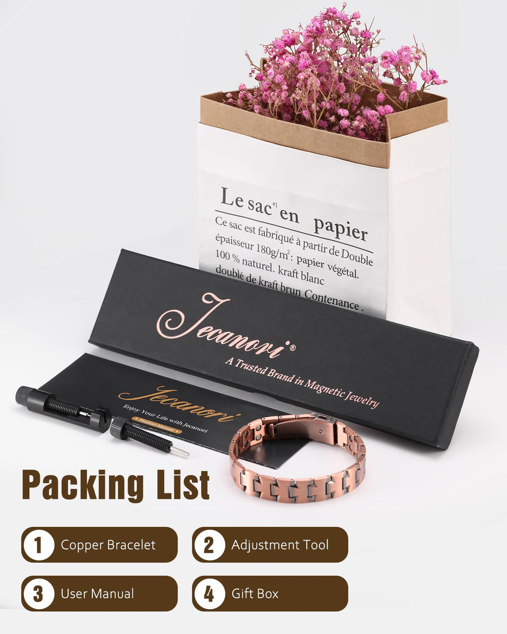 Jecanori bracelet styled for outdoor activity highlighting durable construction.