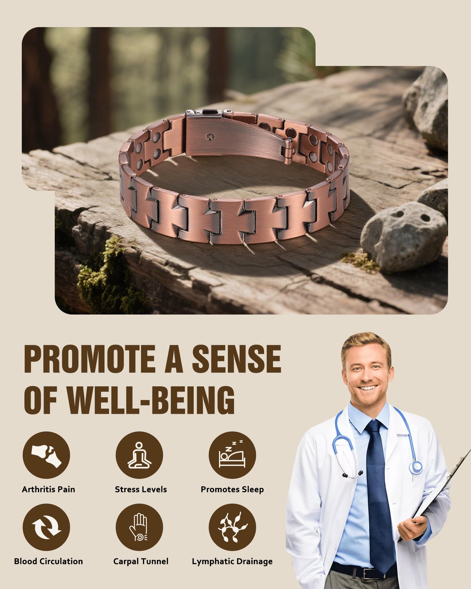 Jecanori bracelet worn at workspace showing modern angular design.