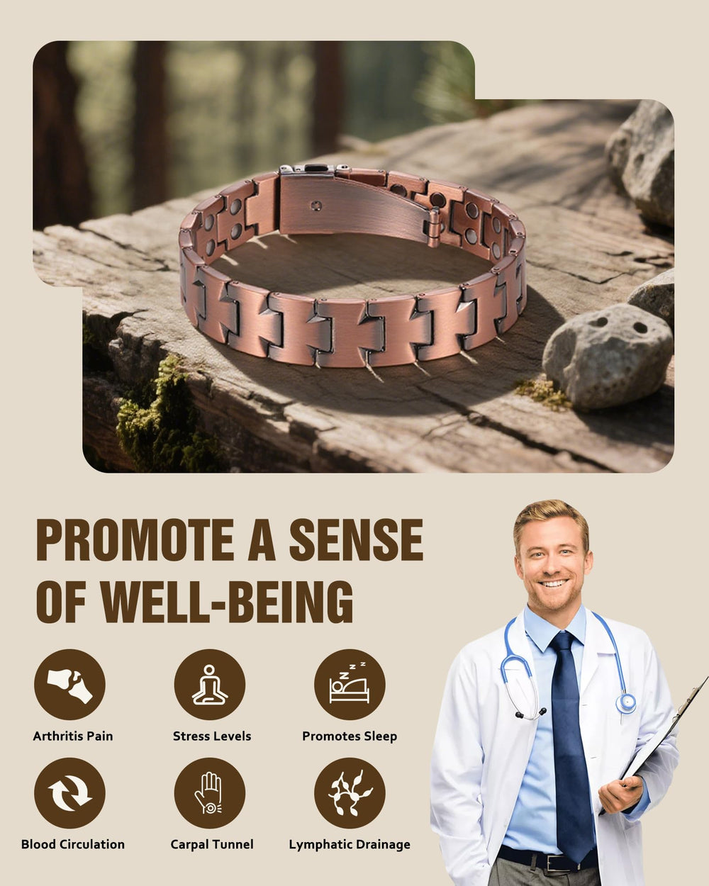 Jecanori bracelet worn at workspace showing modern angular design.