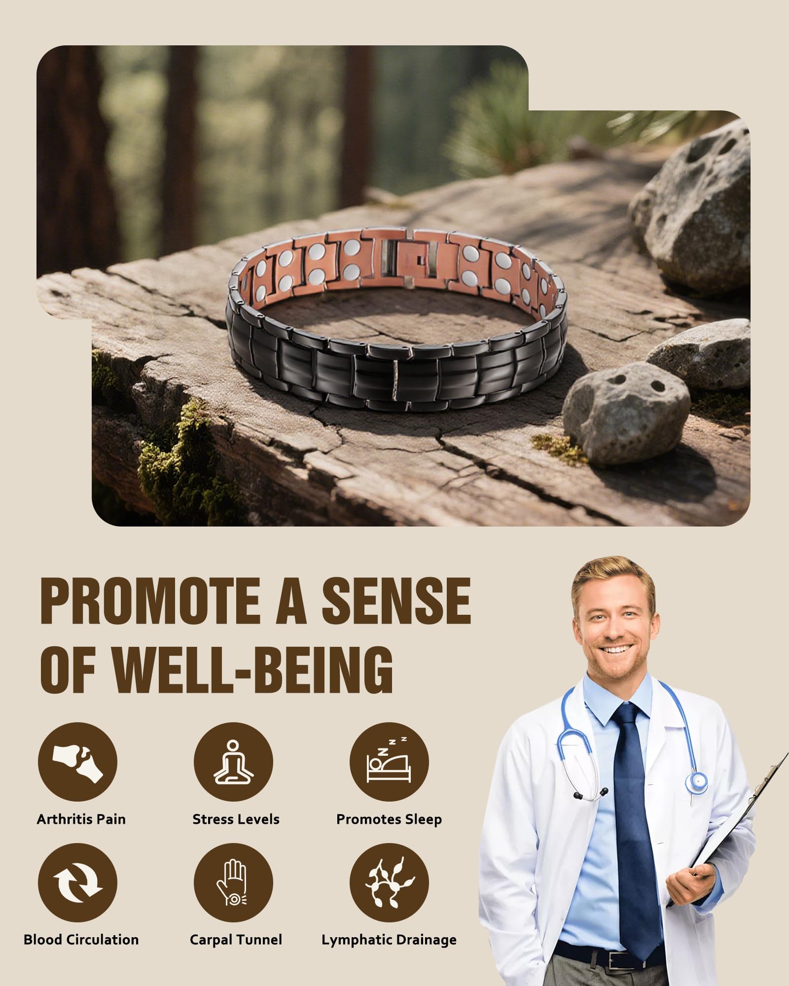 Jecanori adjustable link strap on wrist for a comfortable, personalized fit