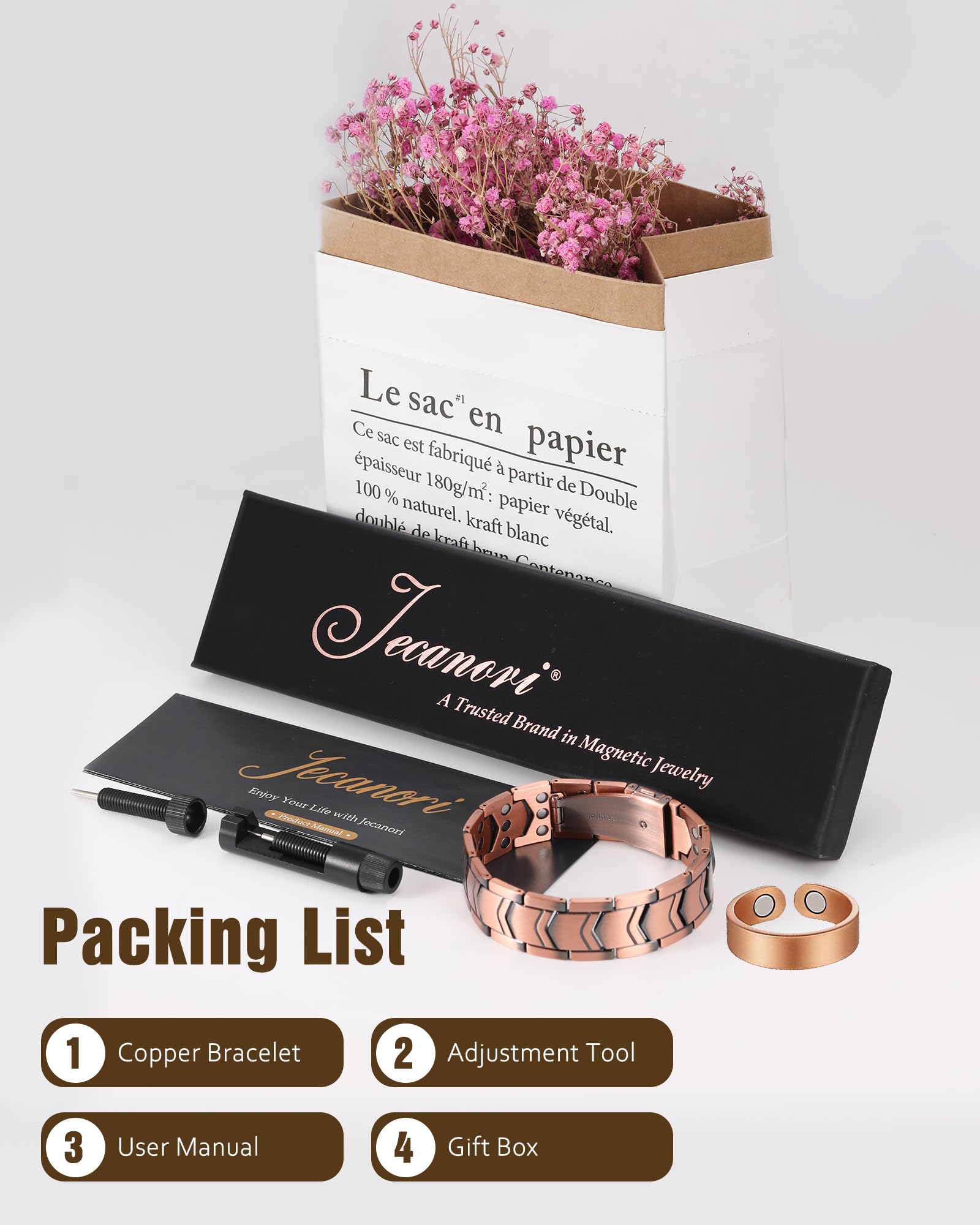 Jecanori sizing tool included, customizable fit for comfort.
