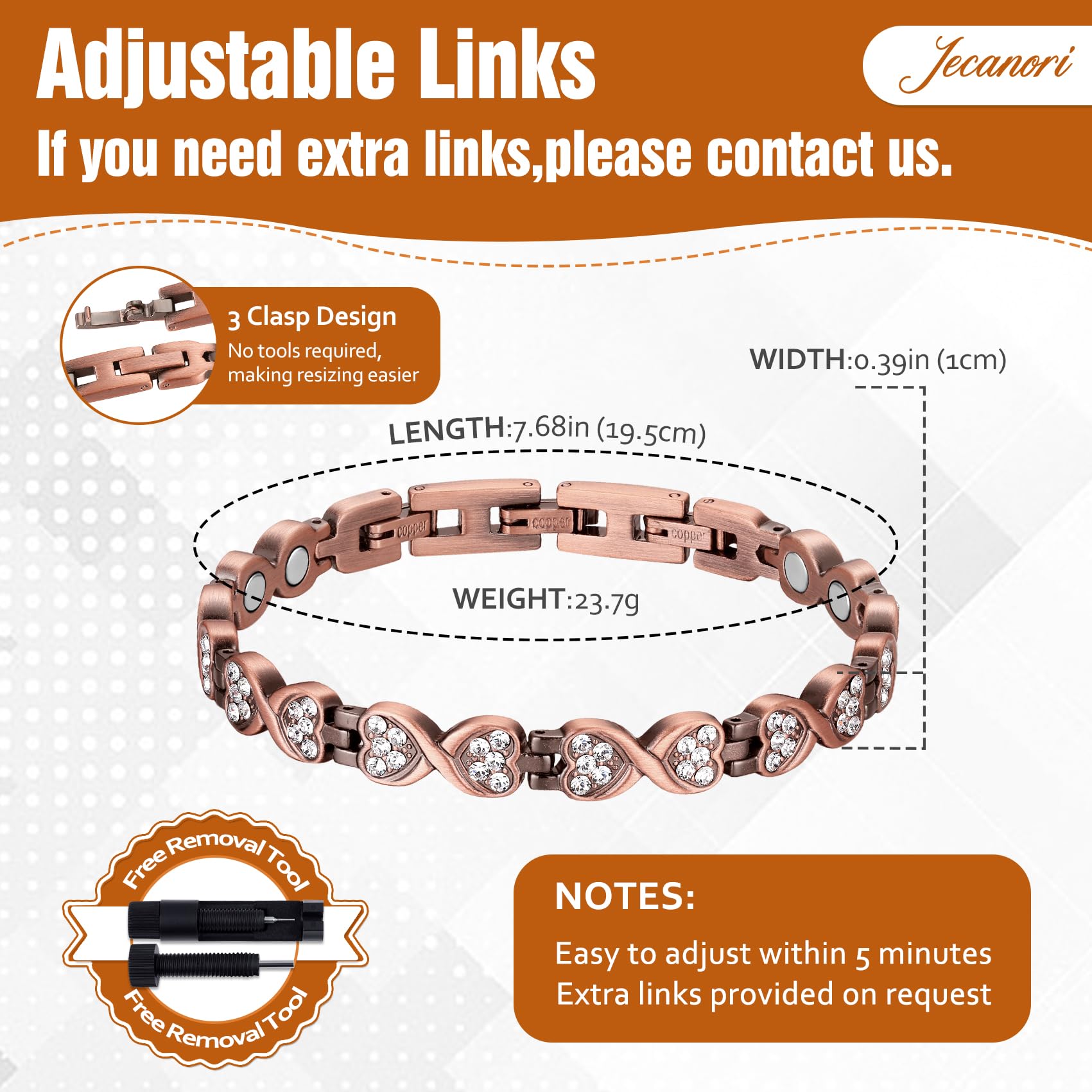 Jecanori Sizing Tool image shows easy, accurate sizing for all wrists.