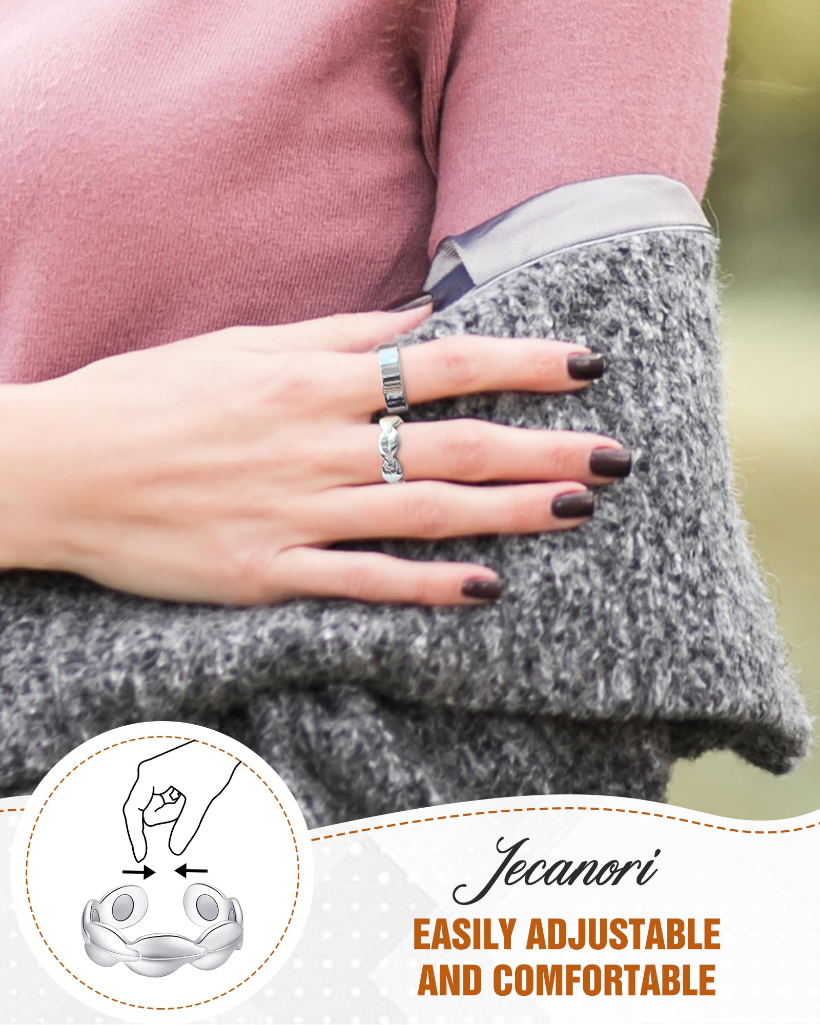 Jecanori ring with two magnets (3500 Gauss) for magnetic accents and comfort.