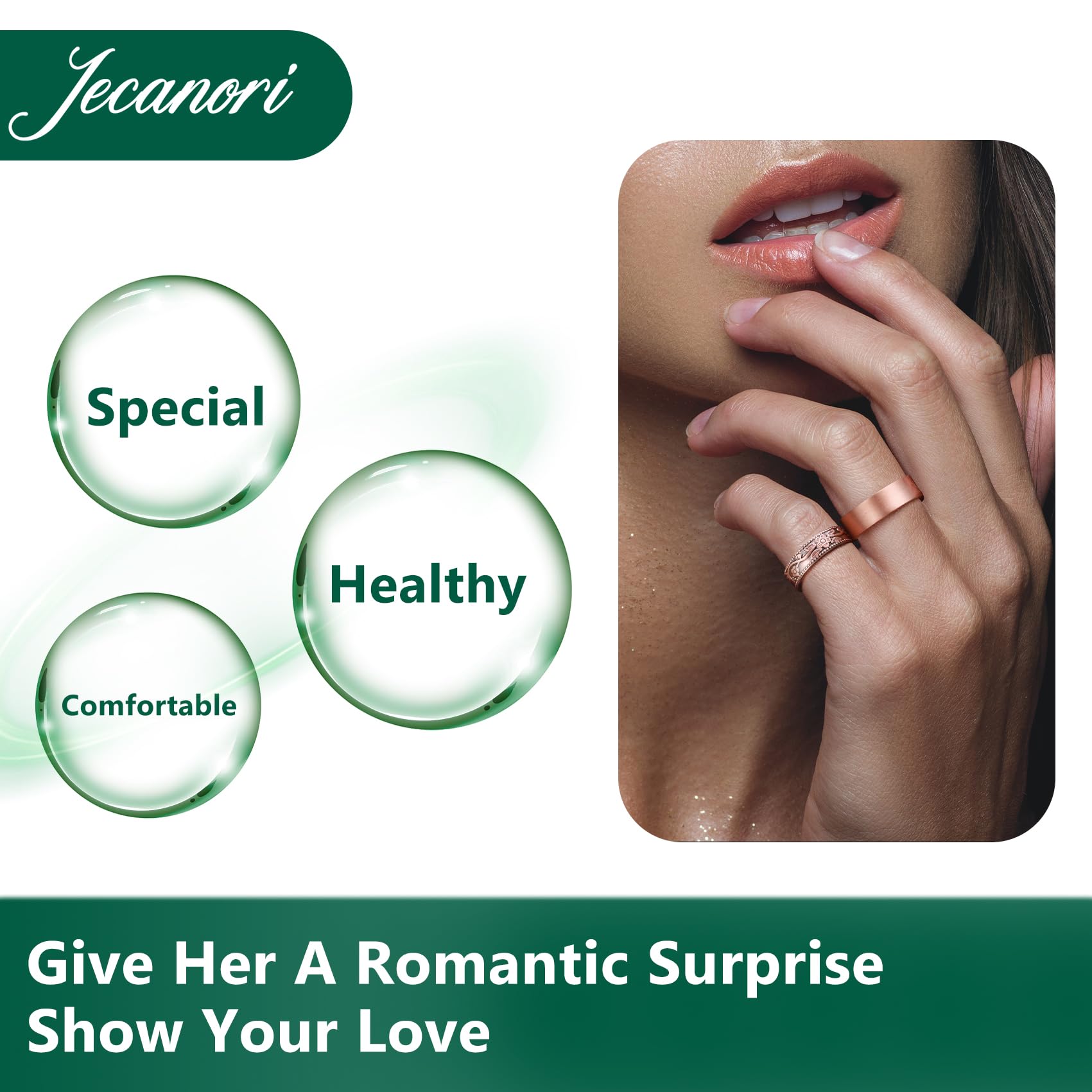 Vintage flower finish on Jecanori ring with lacquer coating to resist oxidation.