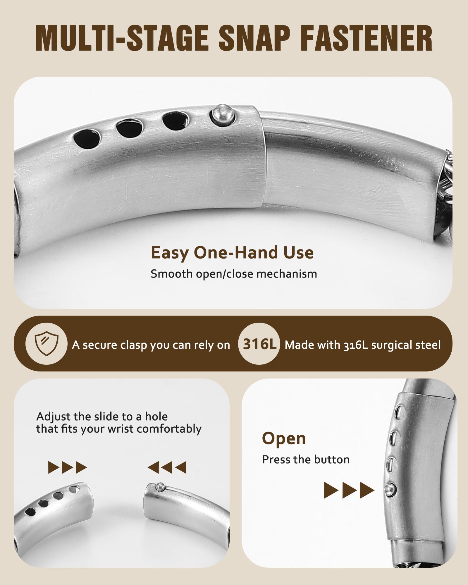 Jecanori bracelet is waterproof and durable for daily wear.