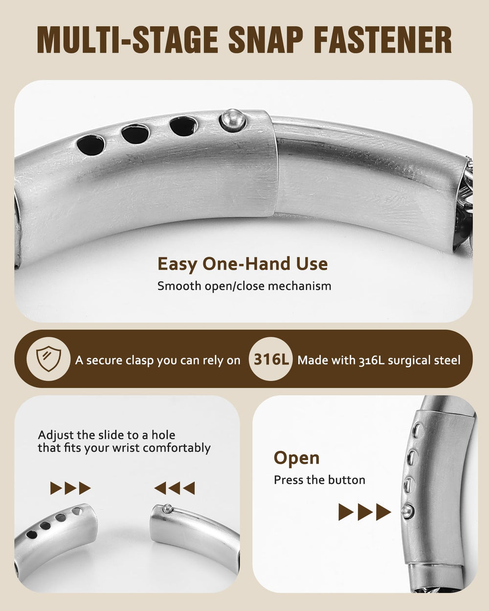 Jecanori bracelet is waterproof and durable for daily wear.