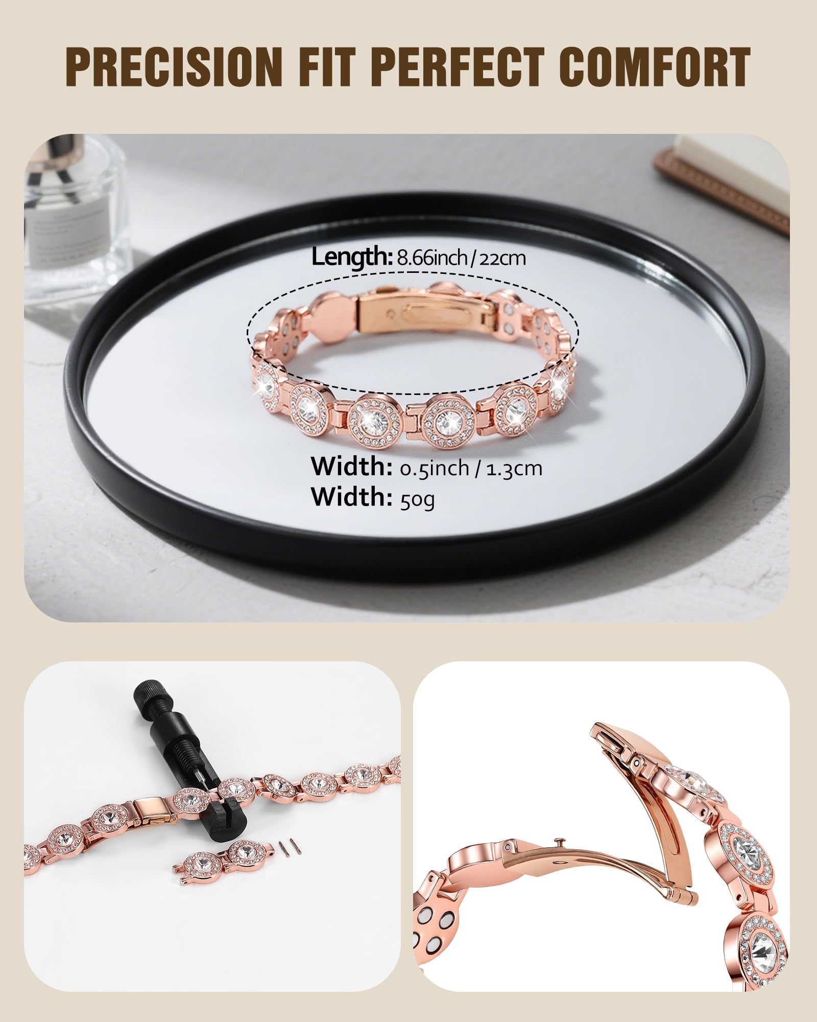Jecanori women’s magnetic bracelet styled for day and night looks