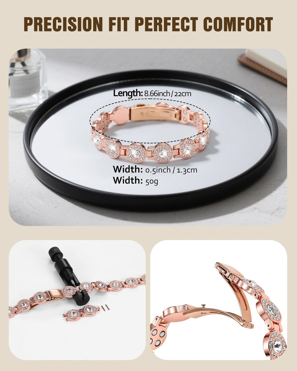 Jecanori women’s magnetic bracelet styled for day and night looks