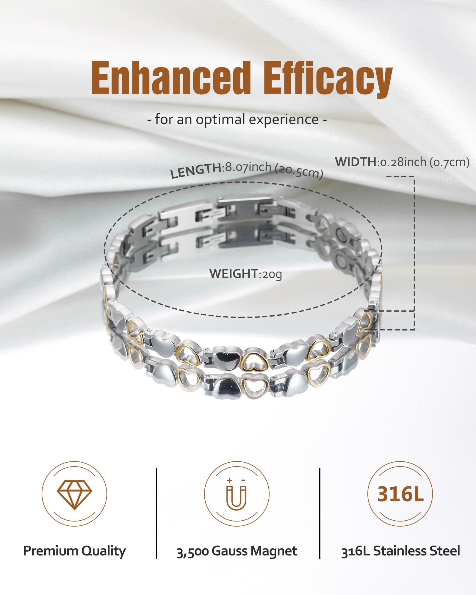 Jecanori women's magnetic bracelet with titanium steel finish for durable daily wear