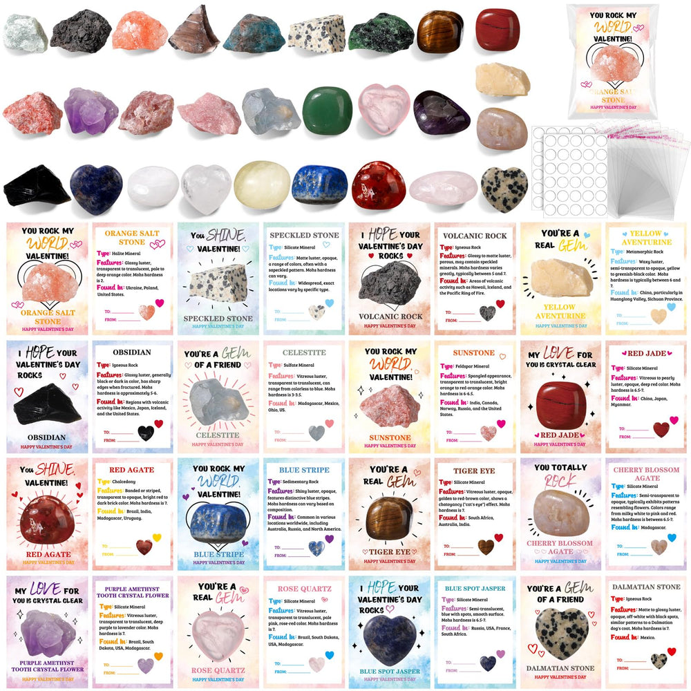 JellyArch Valentine crystals and heart gems displayed for gift exchange