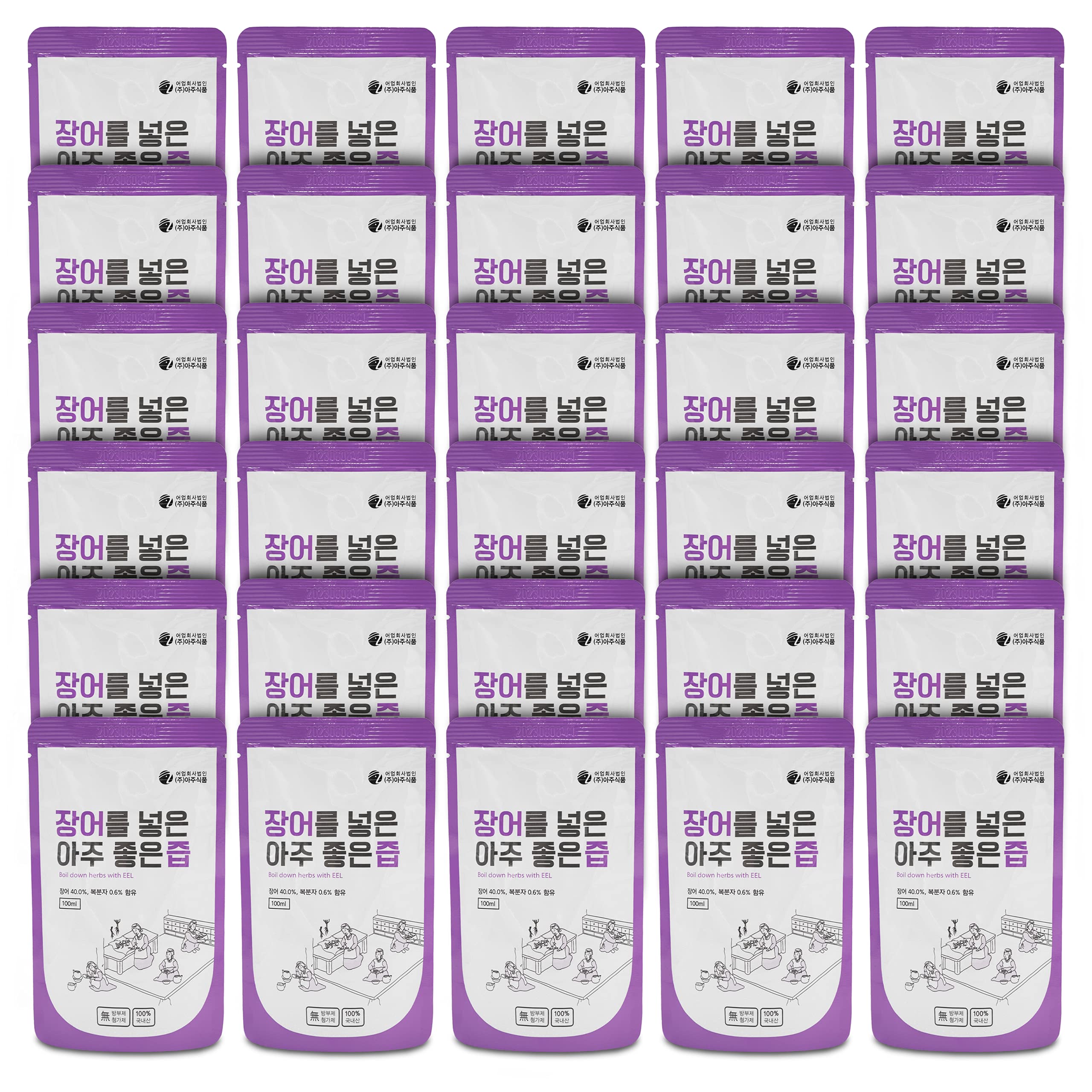 JEOLLANAMDO eel extract 30-pack packaging label emphasizes natural ingredients and no sugar
