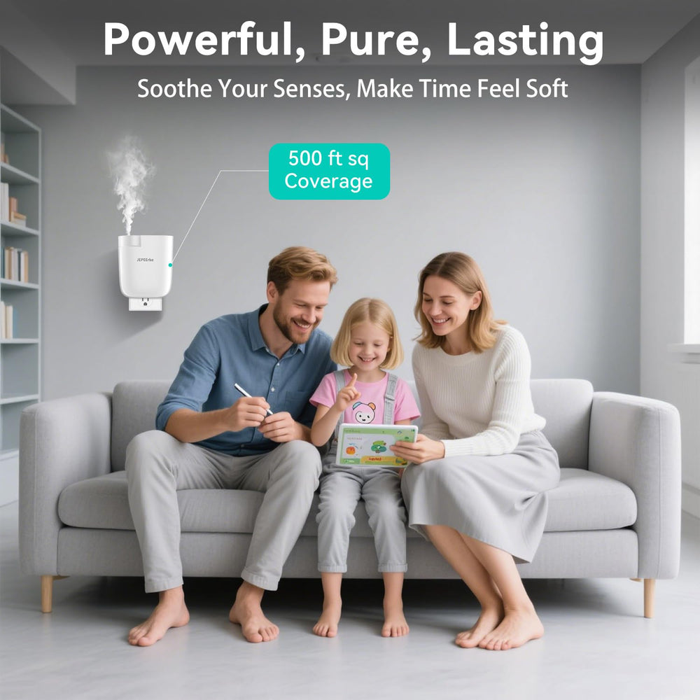 JEPEErbz Waterless Diffuser 500 sq ft coverage ideal for open living spaces.