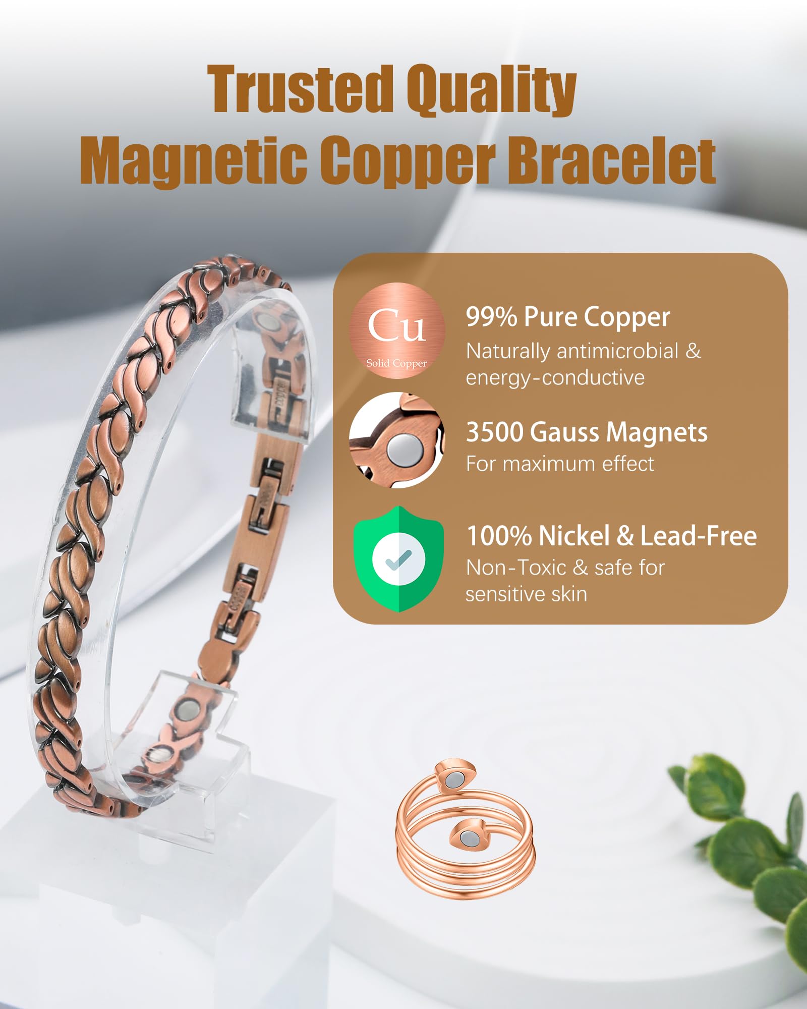 Jeracol magnetic bracelet image—3500 Gauss magnets designed for targeted comfort