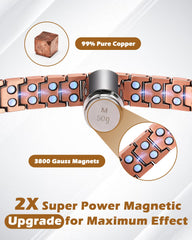 Jeracol Copper Cross Bracelet fold-over clasp shown for easy secure wear