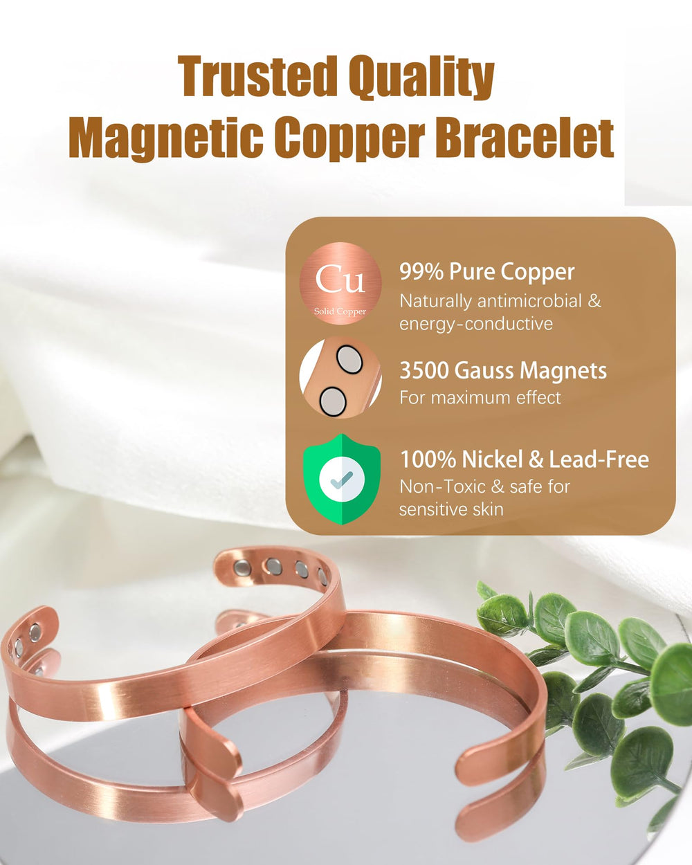 Jeracol magnetic bracelet close-up, eight magnets for potential comfort.