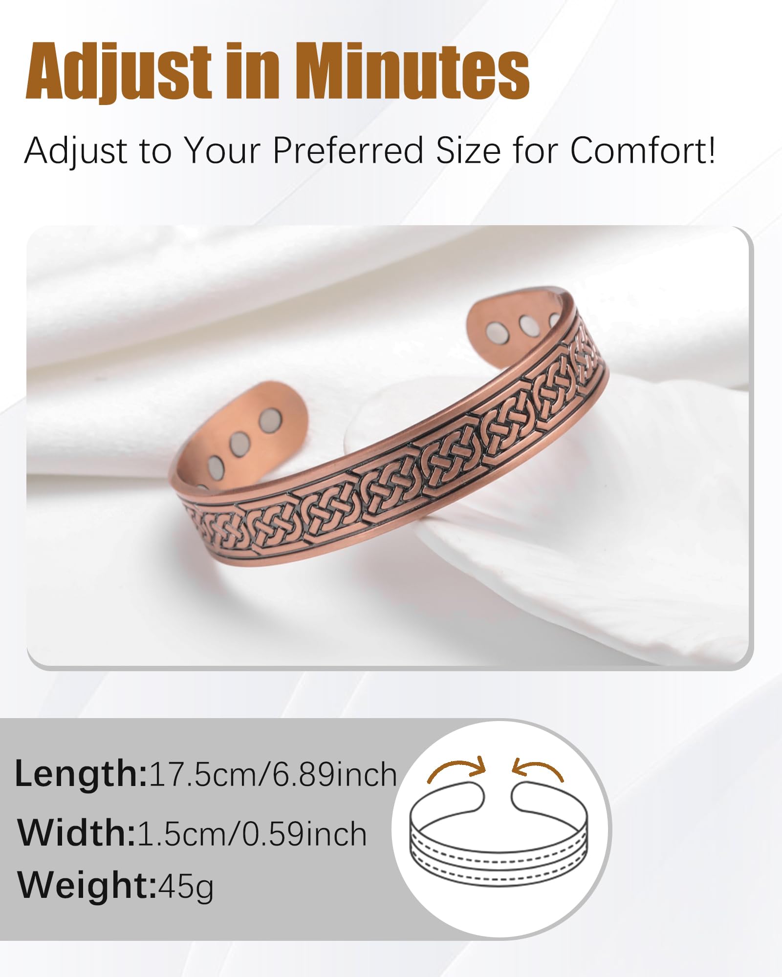 Jeracol mens copper bracelet designed for daily wear and subtle style.