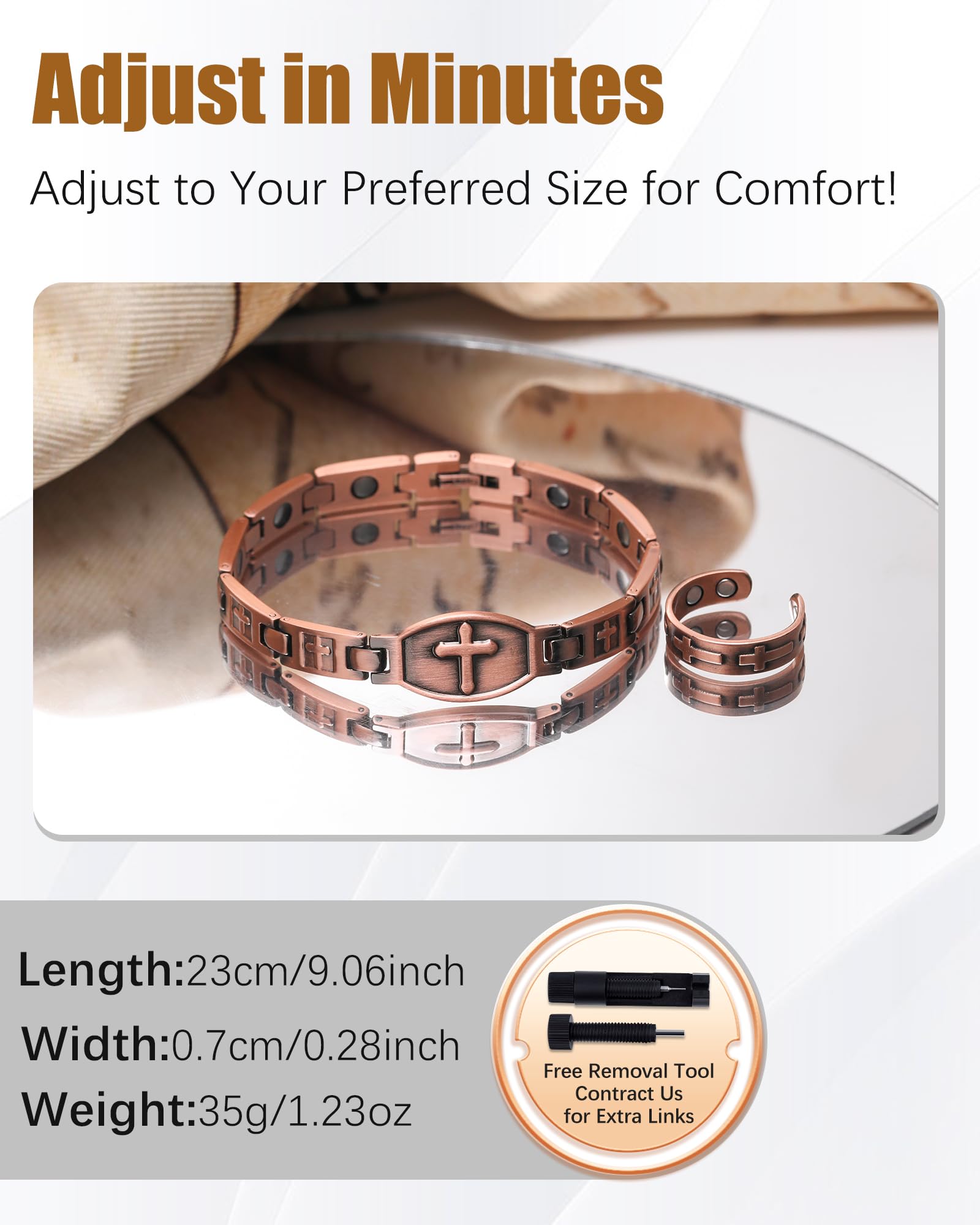 Model wearing Jeracol copper bracelet for stylish daily wear