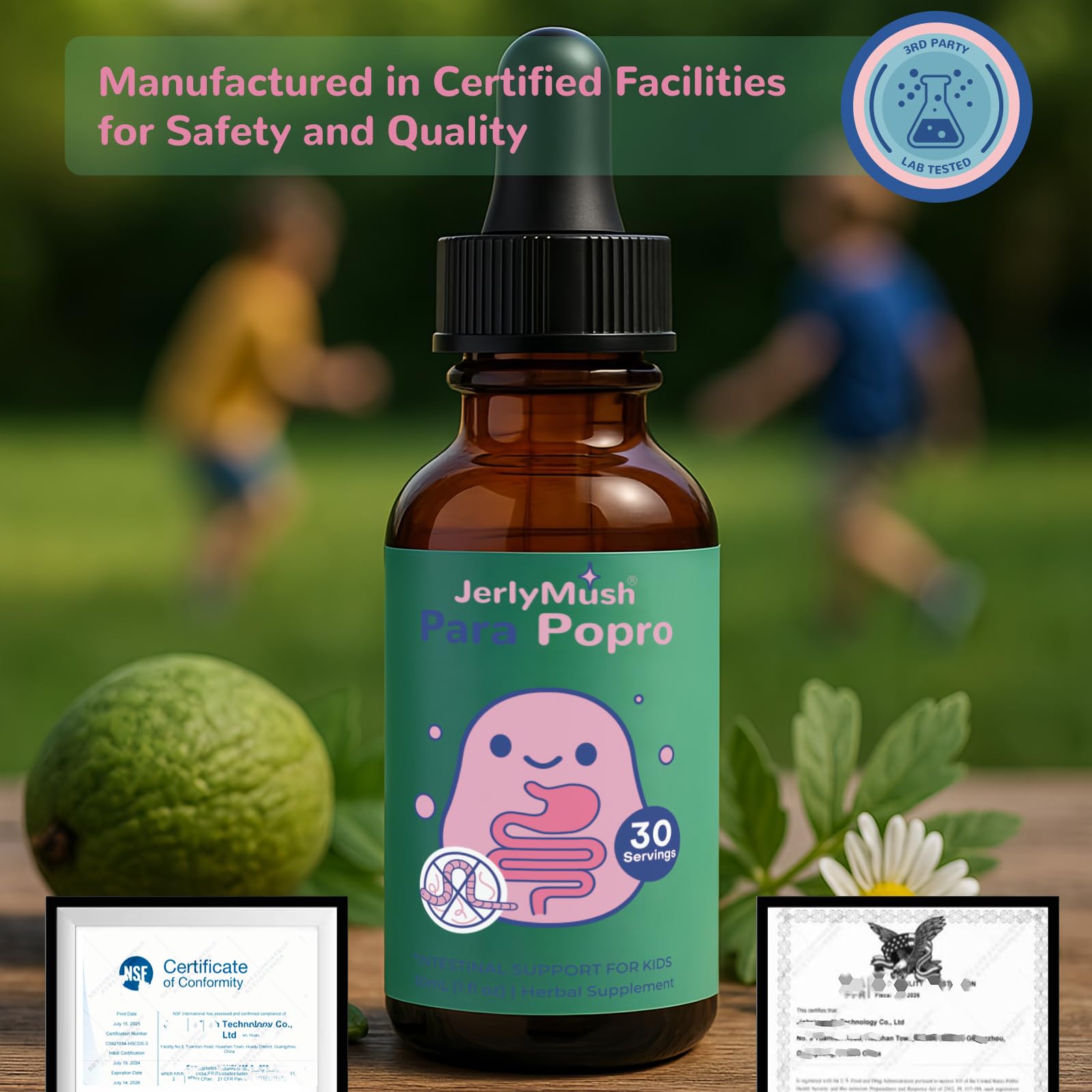 ParaPopro dosing spoon and bottle for kid-friendly daily use