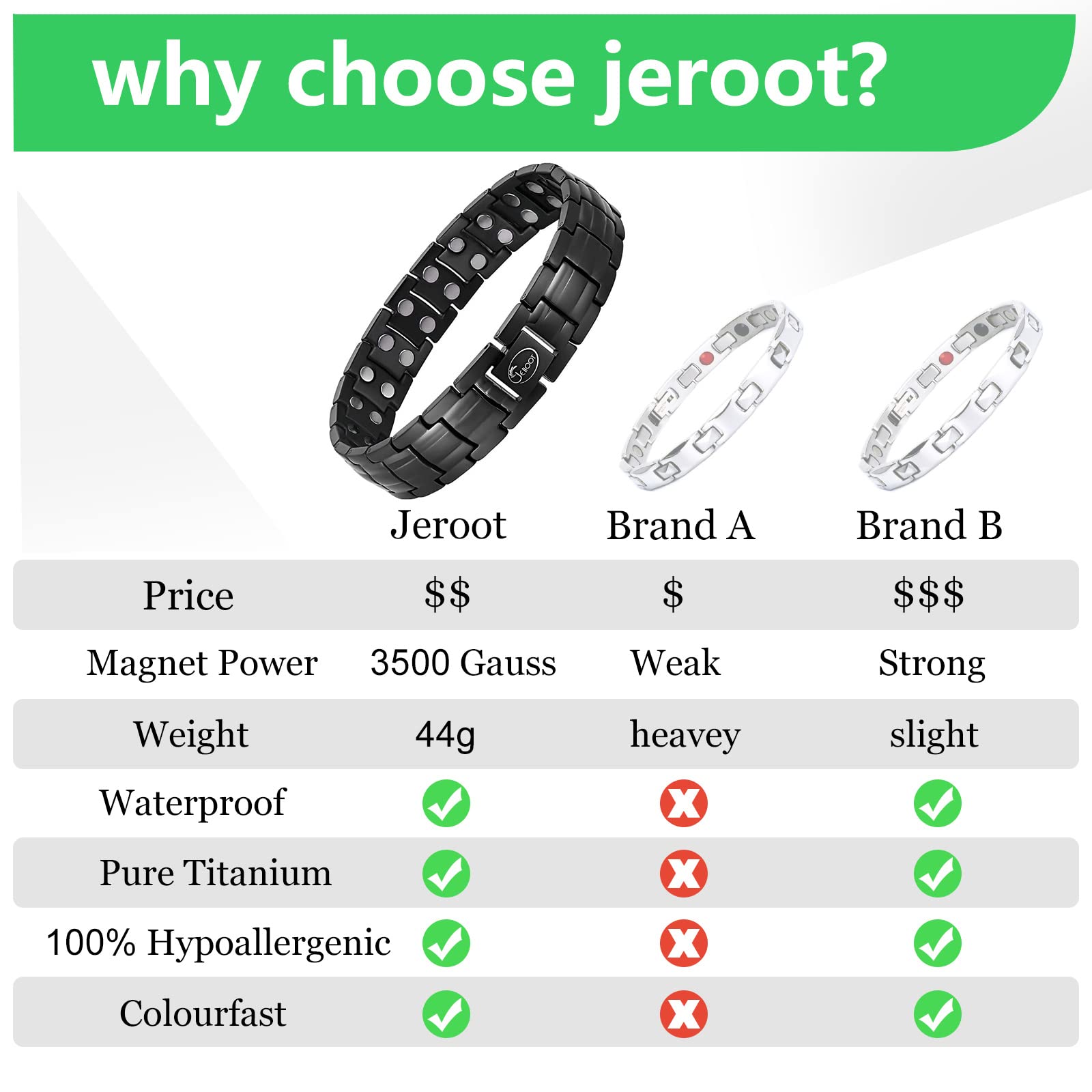 JEROOT adjustment tool enables easy length changes for comfort.