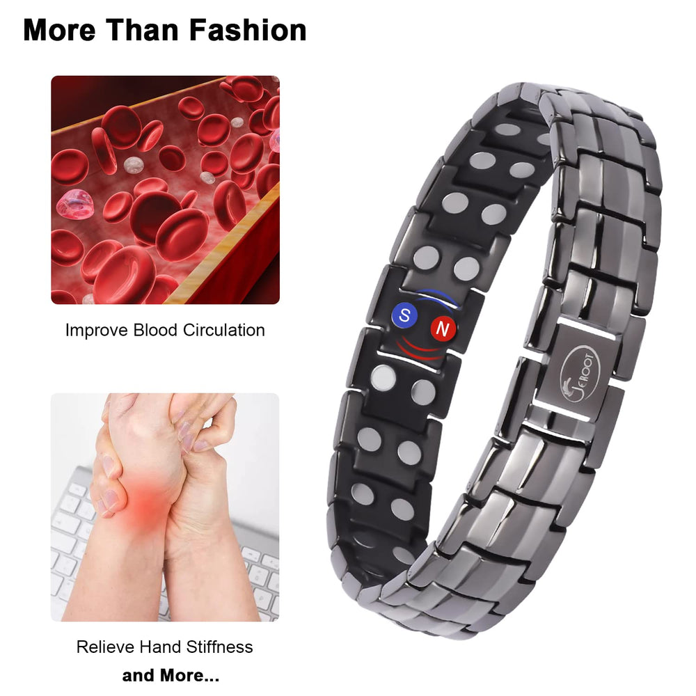 JEROOT men's magnetic bracelet with adjustable length for a precise fit.