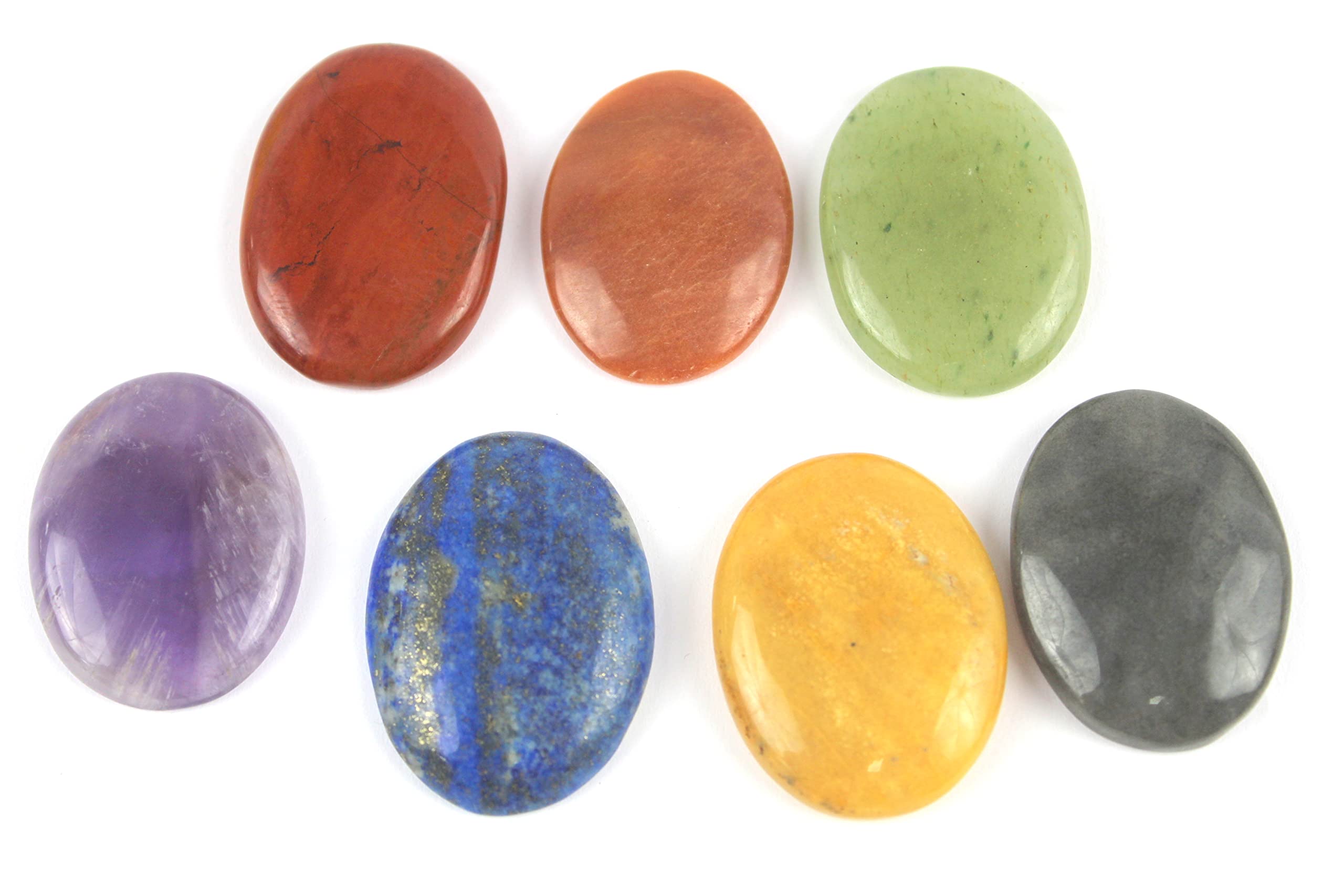 Jet International 7 Chakra crystals set for meditation and energy balancing.