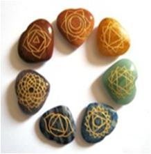 Jet International 7 Chakra Heart Stone Set blue aventurine close-up for third eye balance.