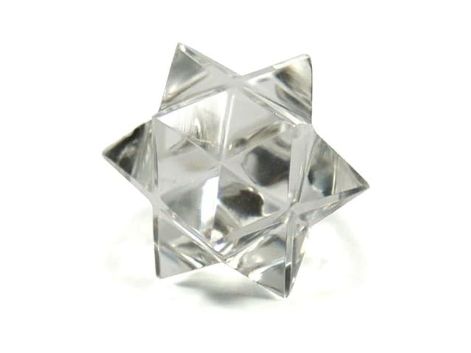 Jet International Clear Quartz Merkabah Star 0.75-1 inch for focused energy during meditation.