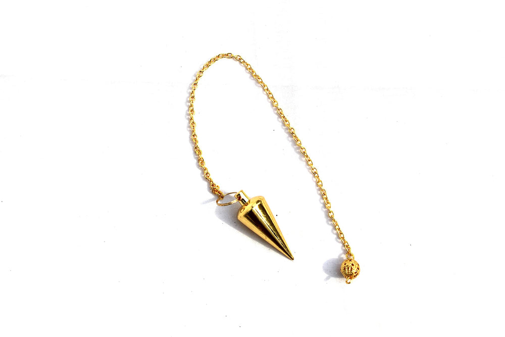Jet International Gold Cone Chamber Pendulum emphasizing high vibration energy through gold finish.