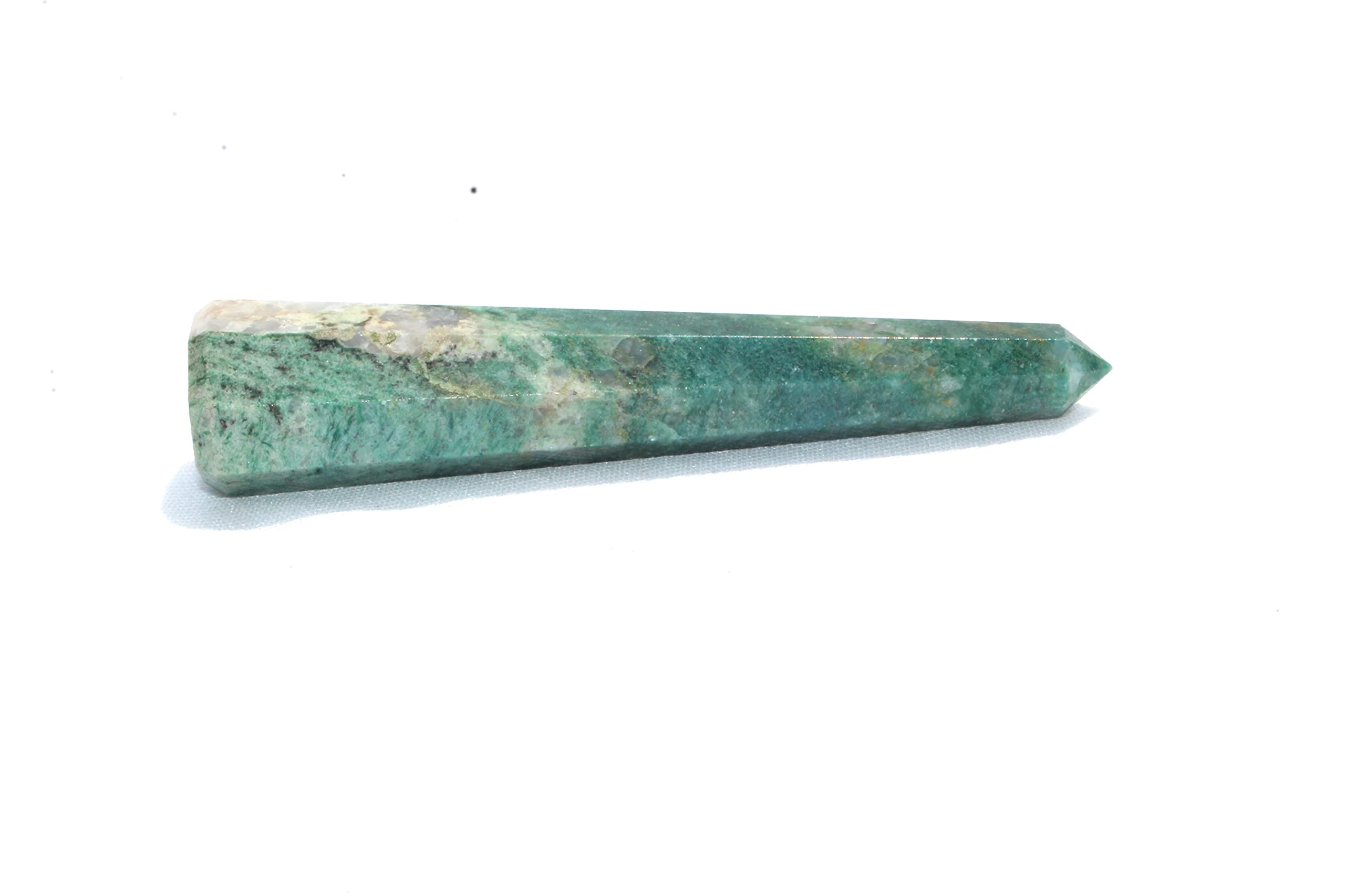 Jet International green aventurine obelisk on-hand demonstrates portable balance.
