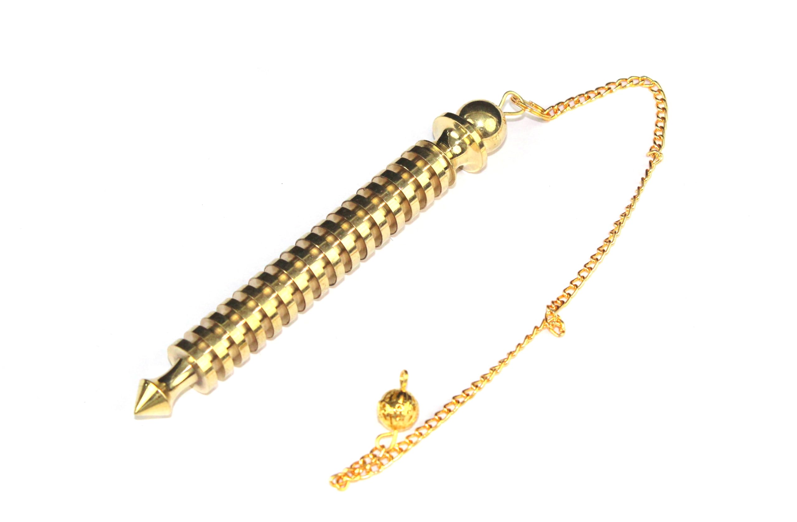 Jet International ISIS brass pendulum with pouch ready for portable practice.