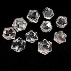 Jet International icosahedron close-up of natural quartz for energy work and decoration.