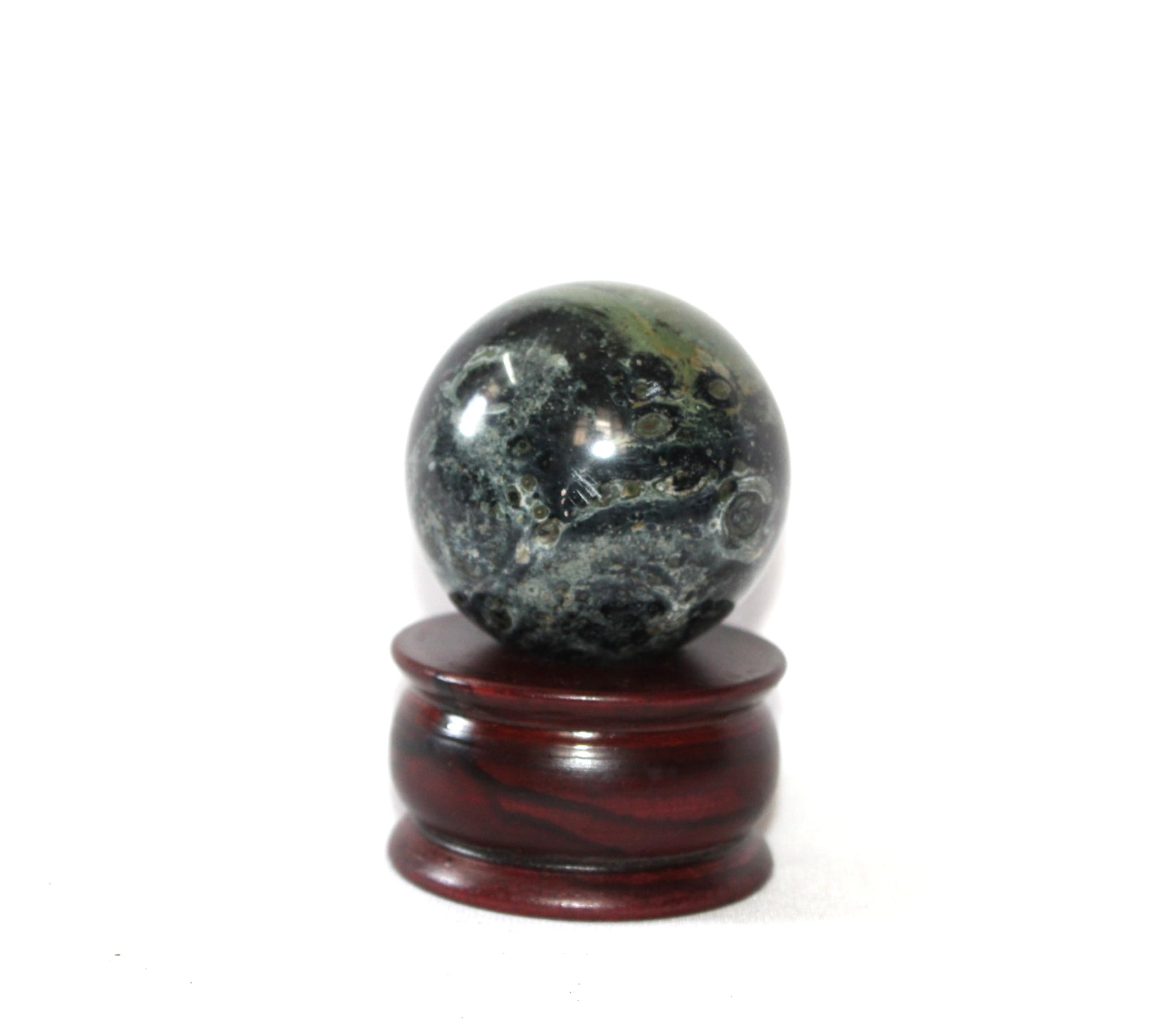 Jet International Kambaba Jasper sphere arrives gift-ready for crystal lovers.