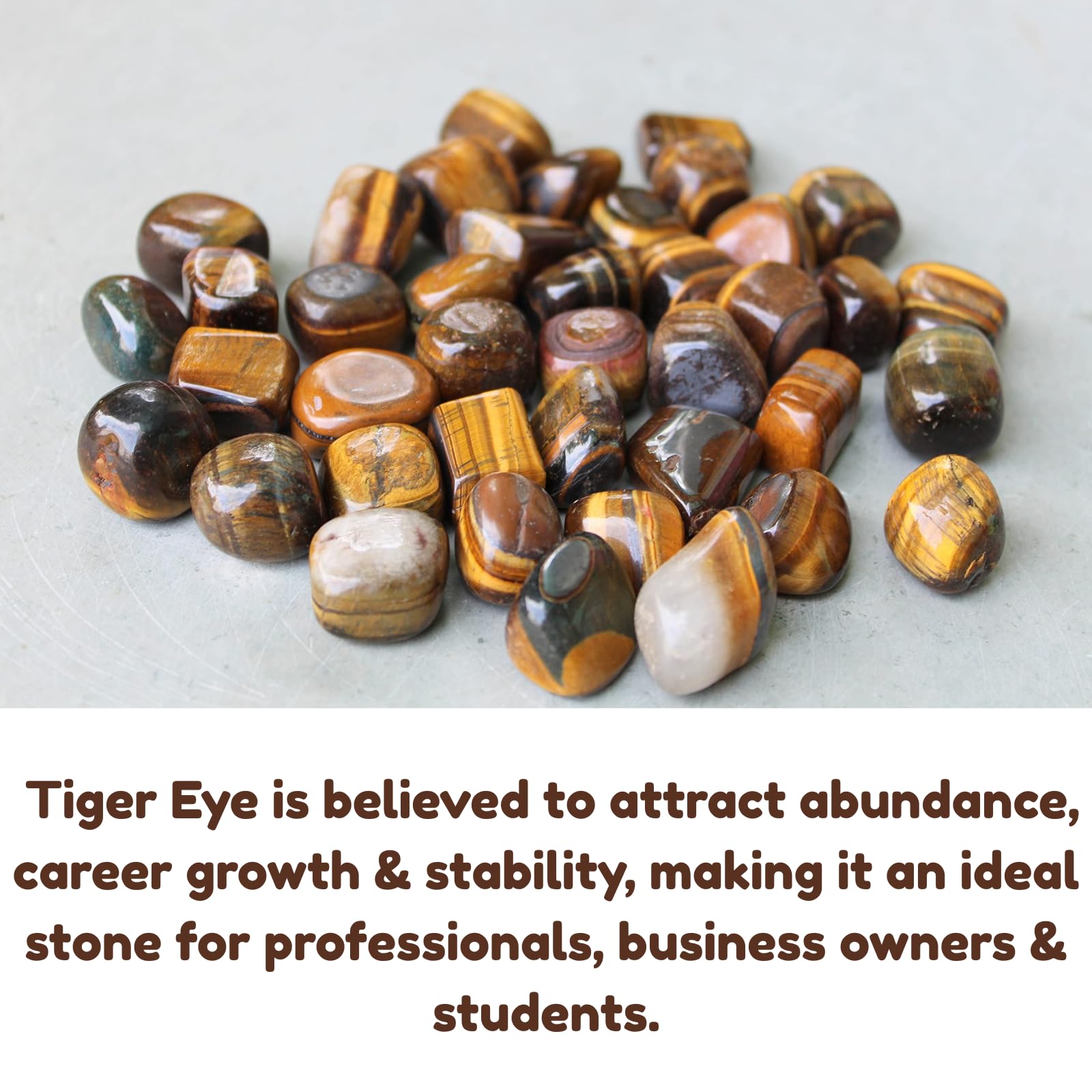Jet International Tiger Eye Stones in meditation setup for focus and clarity.